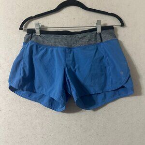 Lululemon Shorts Women’s Size 4 Two Tone Activewear Turbo Run blue stripe yoga